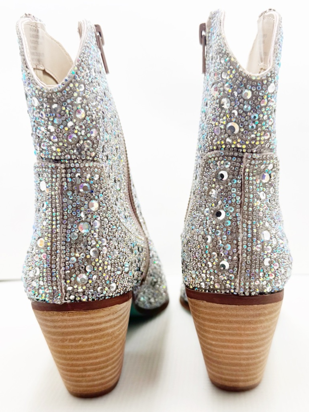🆕{BETSEY JOHNSON} Blue DIVA Rhinestone Embellished Western Bootie - Picture 11 of 16